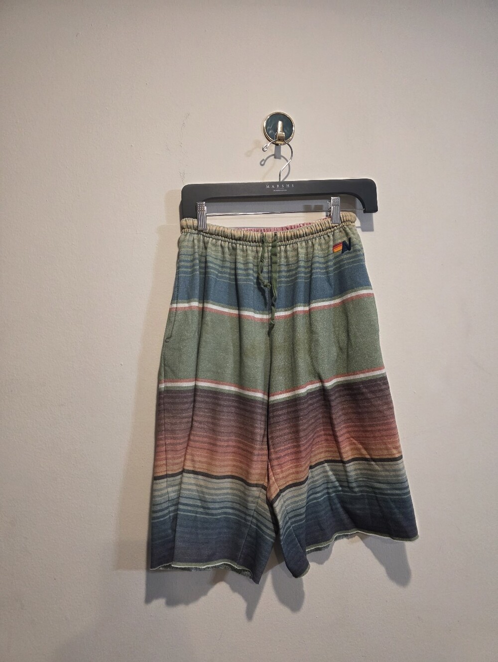 Men's Striped Earth-Tone Pull-On Shorts